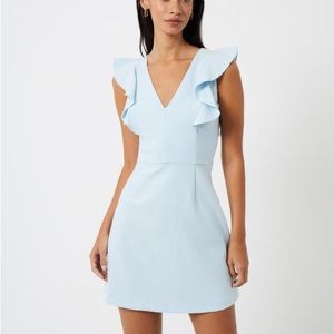NWT French Connection Baby Blue Flutter Sleeve   Mini Dress Size 12